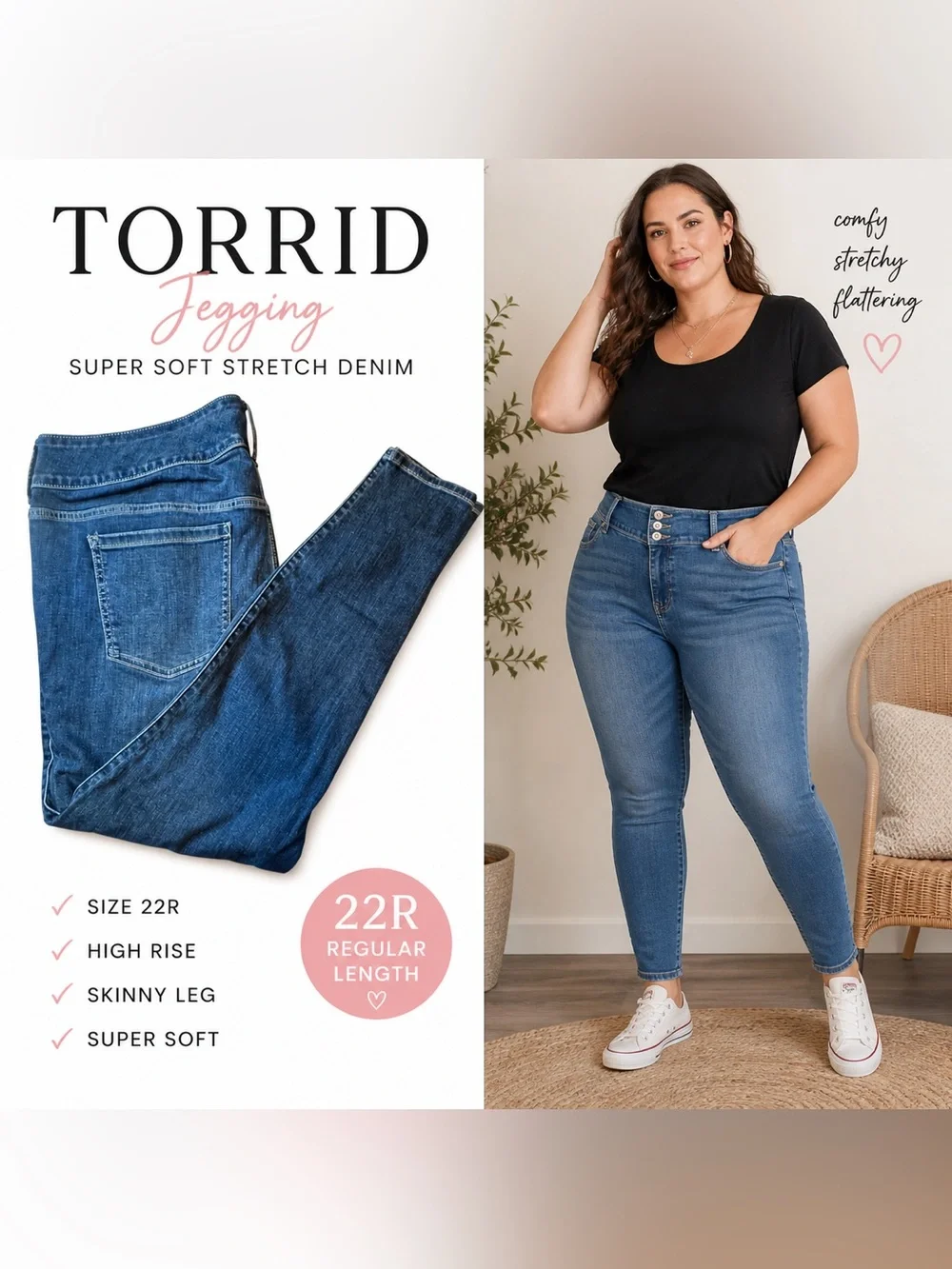 Torrid Jegging Jeans 22W Medium Wash Skinny Stretch Denim High Rise Super Soft - Picture 1 of 11